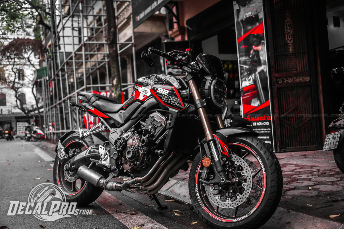 Tem xe Honda CB 650R Black Red Racing - Ảnh 4