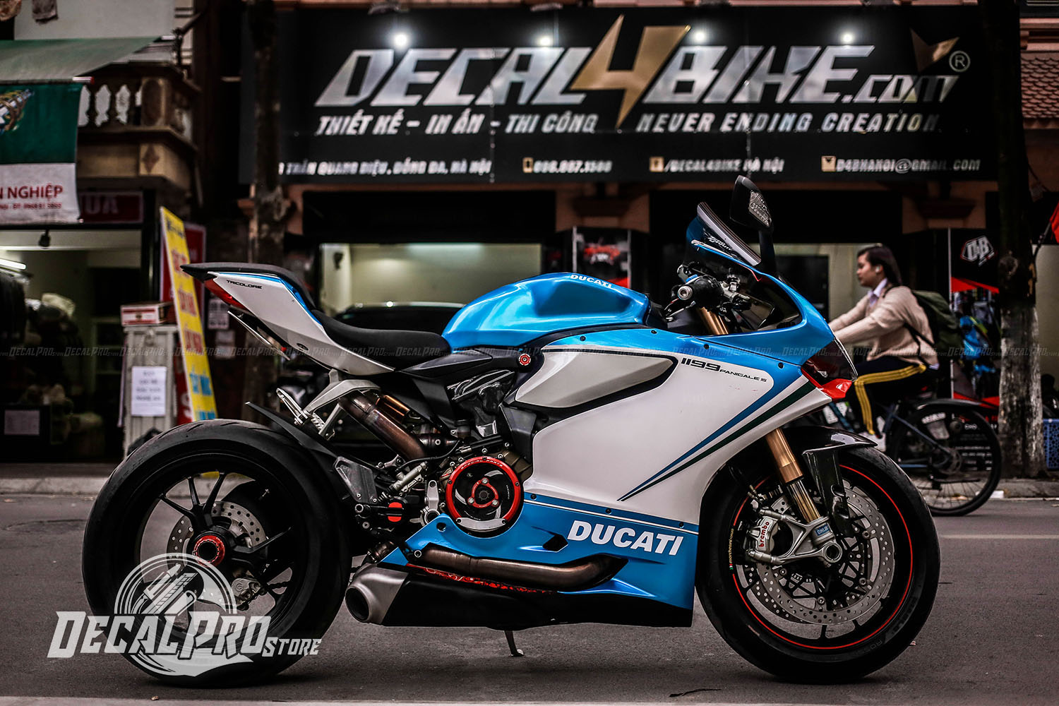 Tem xe Ducati Panigale 899 Blue White – DecalPro Store