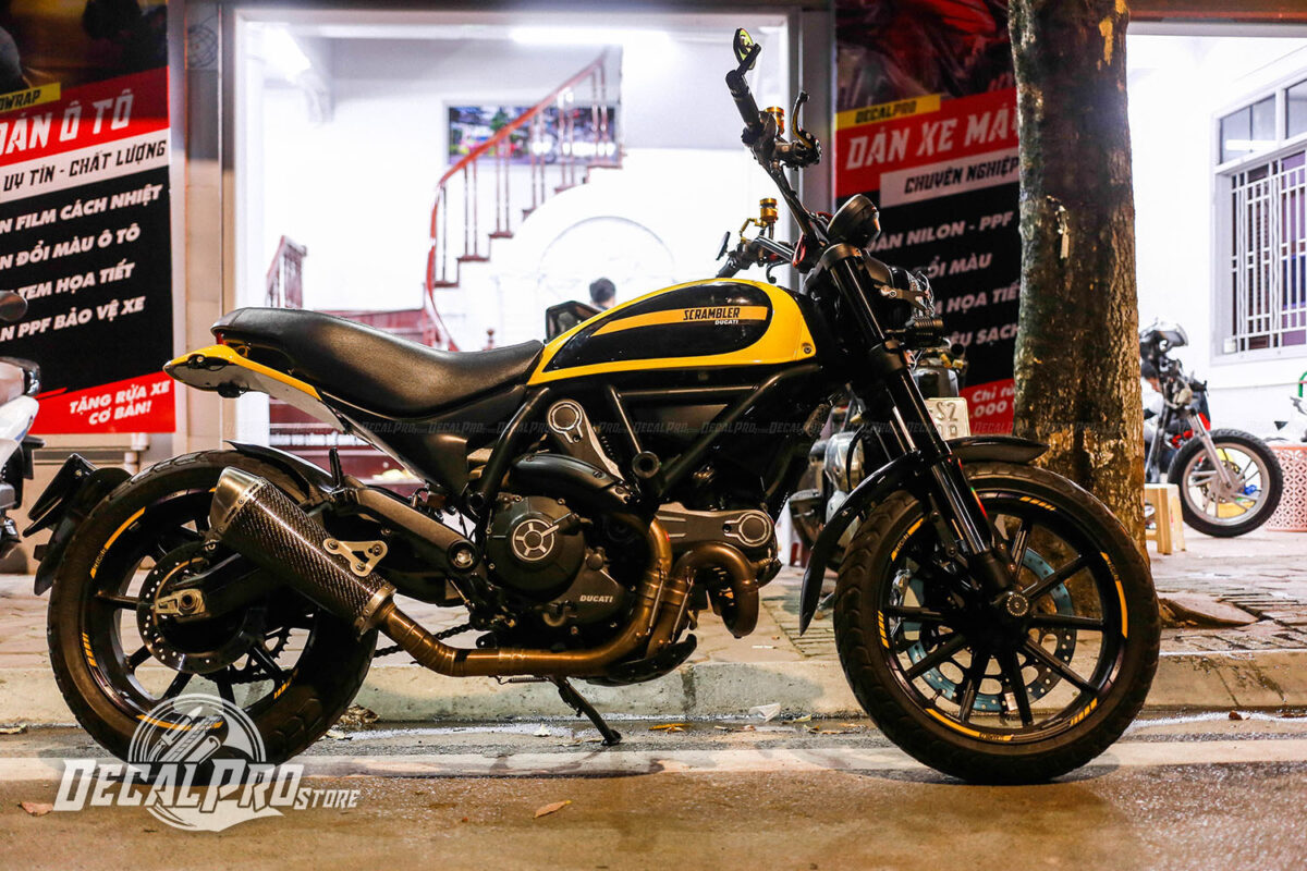 Tem xe Ducati Scrambler Black Yellow - Ảnh 5