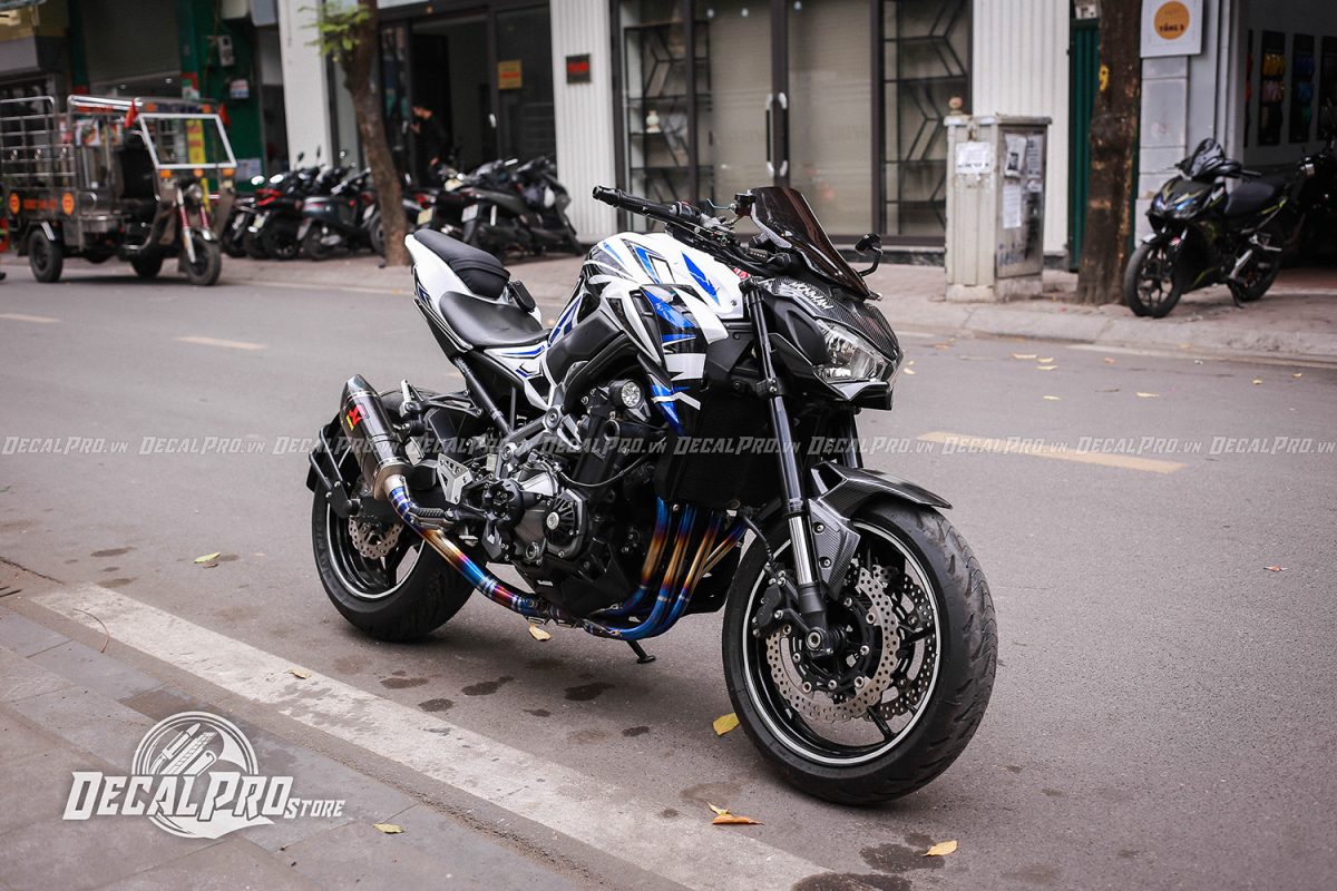 Kawasaki Z900 White Black Blue - Ảnh 4